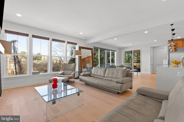 living room with light wood-type flooring