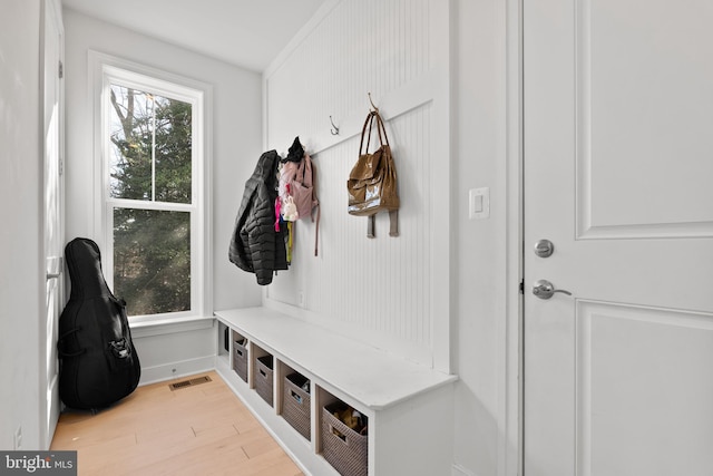 mudroom featuring light hardwood / wood-style floors