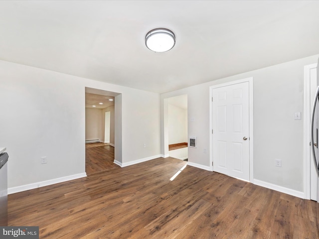 interior space with dark wood-type flooring