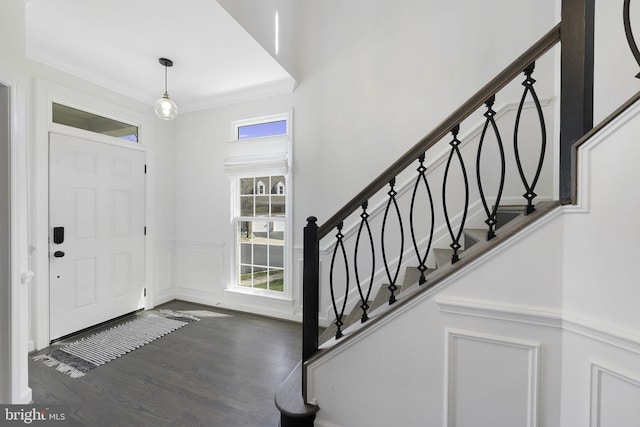 entryway with dark hardwood / wood-style floors