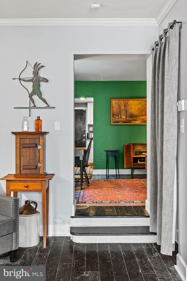 interior space featuring crown molding