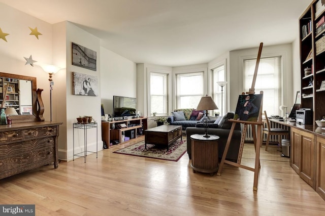 living area featuring light wood-type flooring