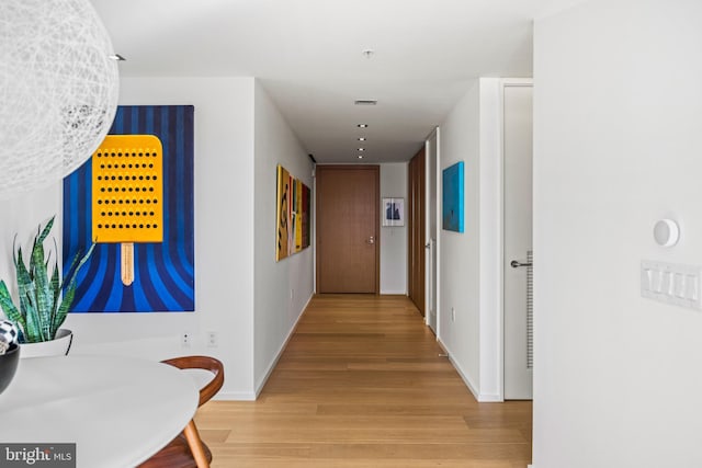 hallway featuring wood-type flooring