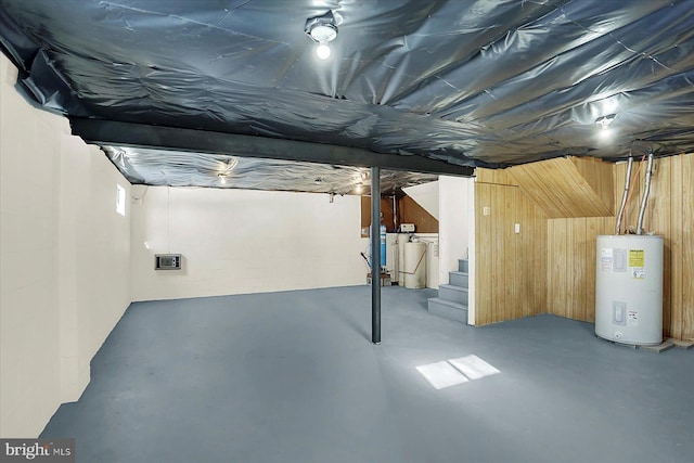 basement with water heater