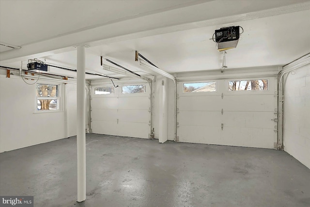 garage with a garage door opener