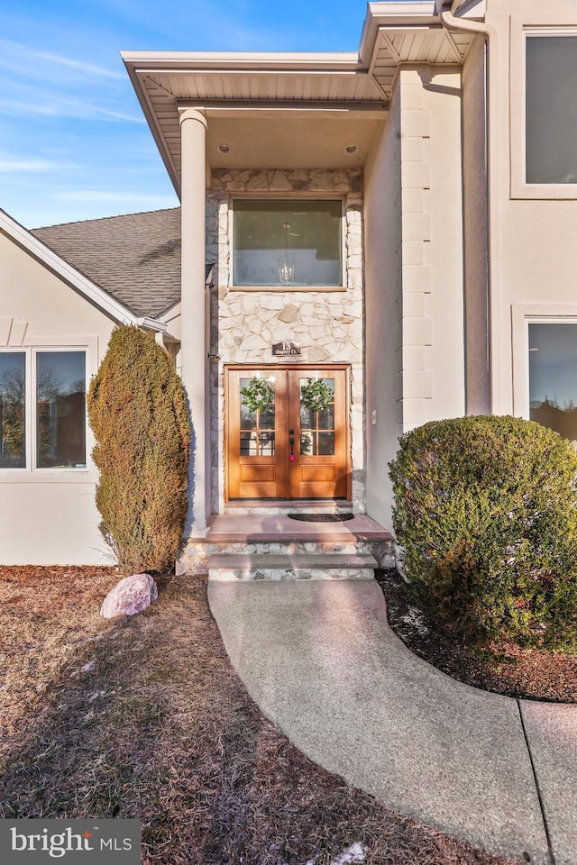 doorway to property with french doors