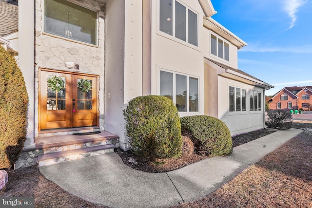 property entrance with french doors