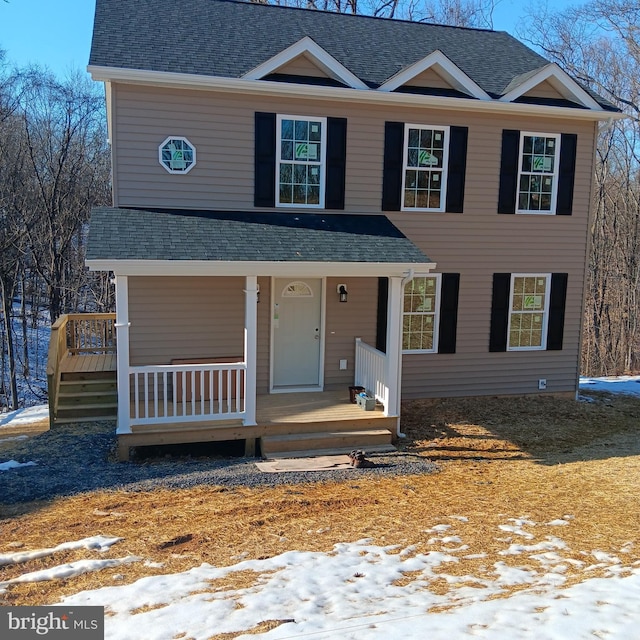 view of front facade featuring covered porch