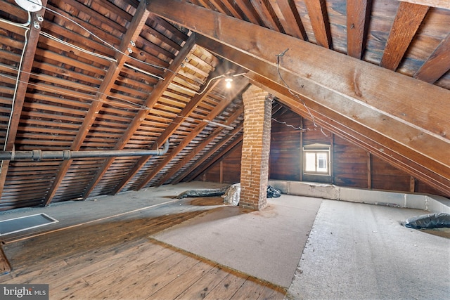 view of unfinished attic