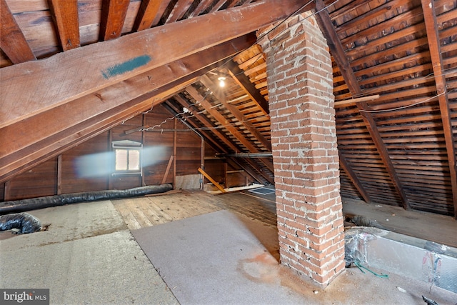 view of unfinished attic