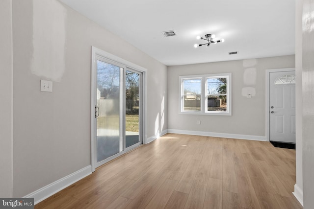 interior space with light hardwood / wood-style flooring