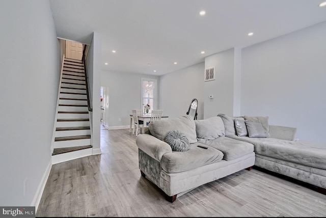 living room with hardwood / wood-style floors