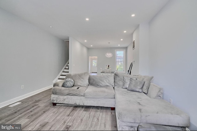 living room featuring light hardwood / wood-style flooring