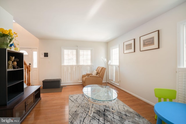 living area with light wood-type flooring