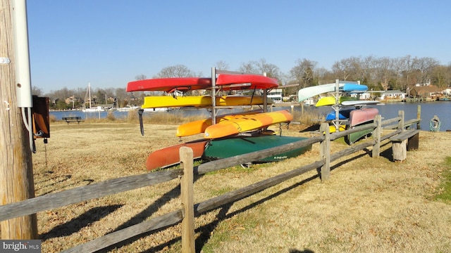 view of home's community with a water view