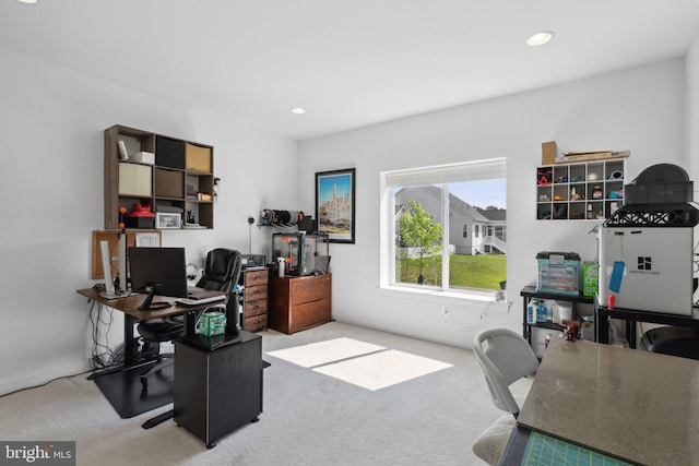 office area with light carpet