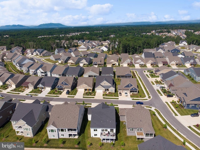 aerial view with a mountain view