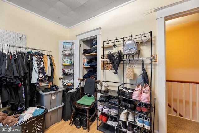 walk in closet featuring hardwood / wood-style floors