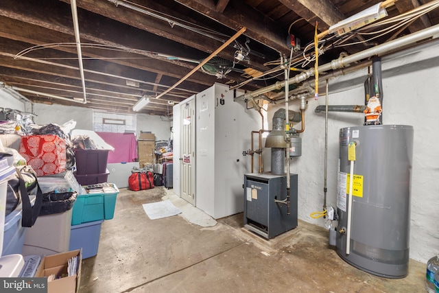 basement with gas water heater