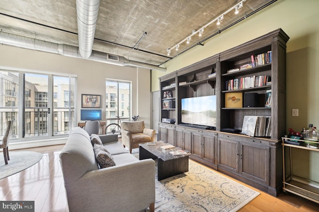 living room featuring light hardwood / wood-style floors