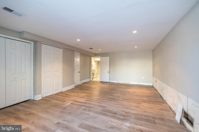 interior space with light hardwood / wood-style floors