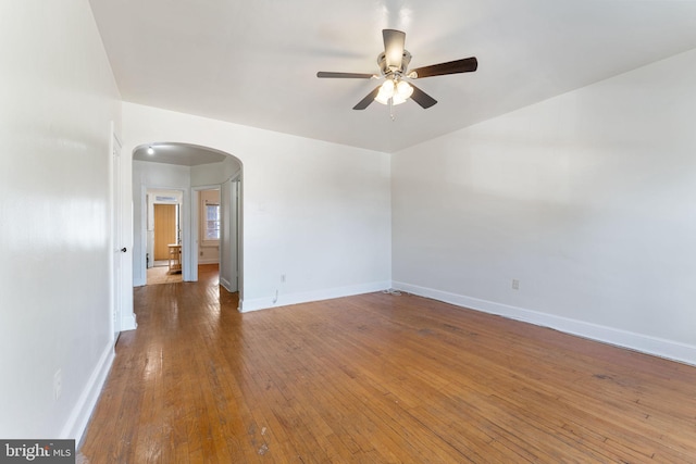 unfurnished room featuring hardwood / wood-style flooring and ceiling fan