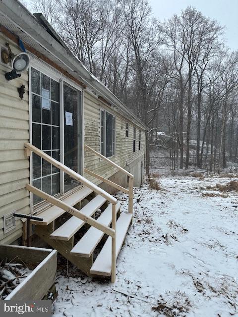 view of snow covered exterior