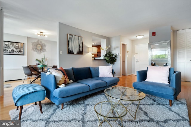 living room featuring light hardwood / wood-style floors