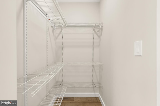 walk in closet featuring wood-type flooring