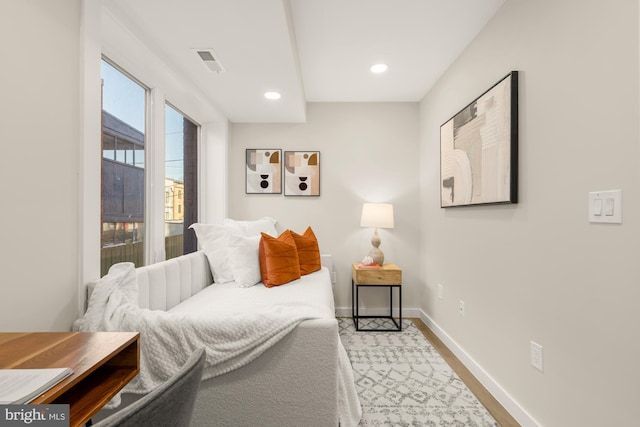 bedroom featuring light wood-type flooring