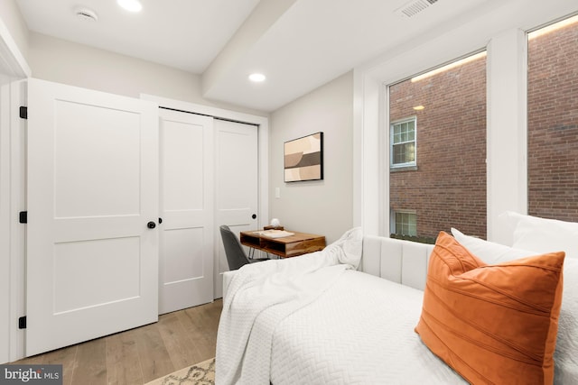 bedroom featuring light hardwood / wood-style flooring