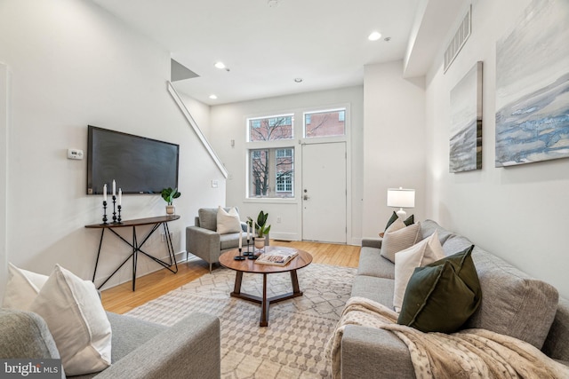 living room featuring light hardwood / wood-style floors