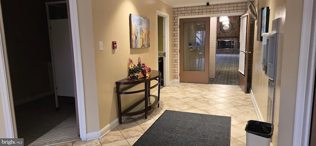 hallway featuring light tile patterned flooring