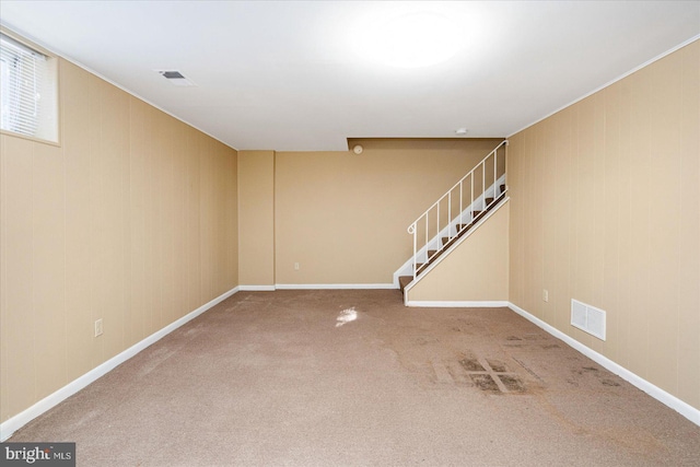 basement with carpet