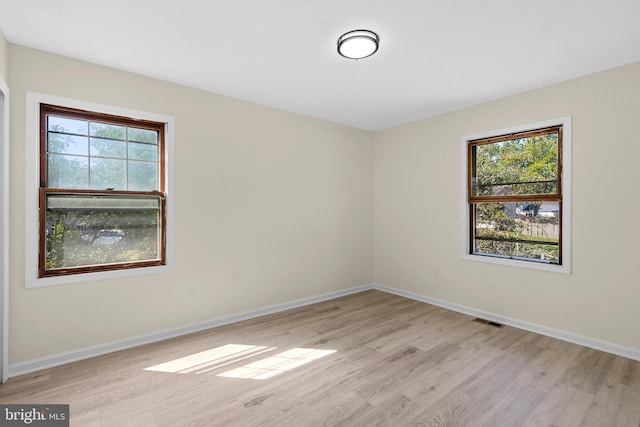 spare room with a healthy amount of sunlight and light wood-type flooring