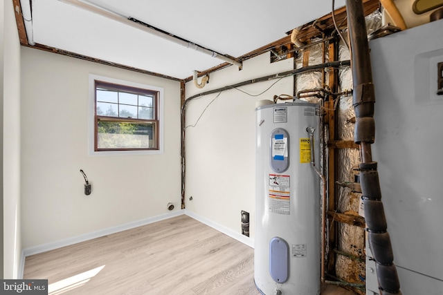 utility room with water heater