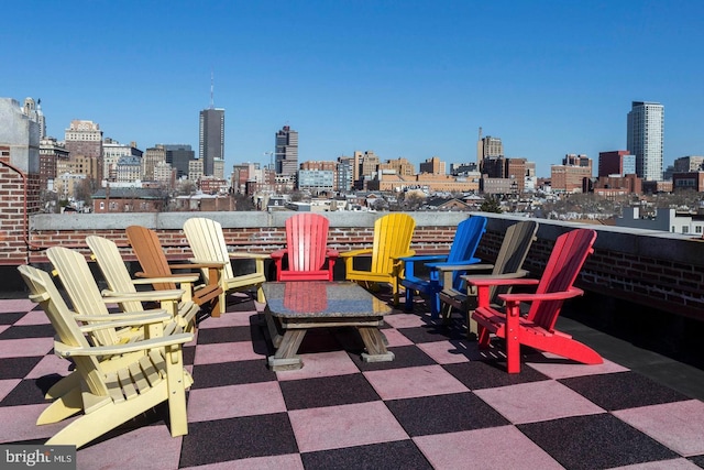 view of patio with a view of city