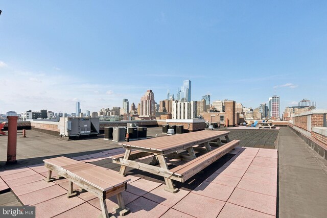 view of patio with a view of city