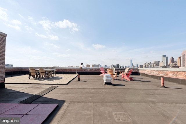 view of patio with a view of city