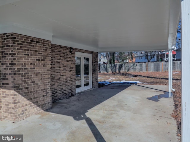 view of patio featuring french doors