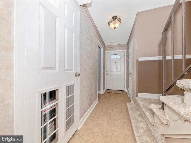 interior space featuring light tile patterned flooring