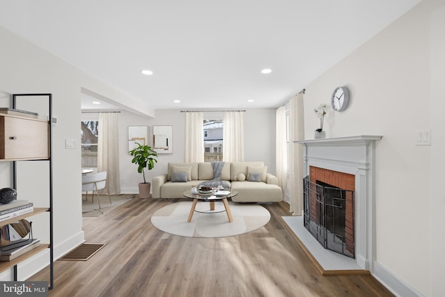 living room featuring light wood-type flooring