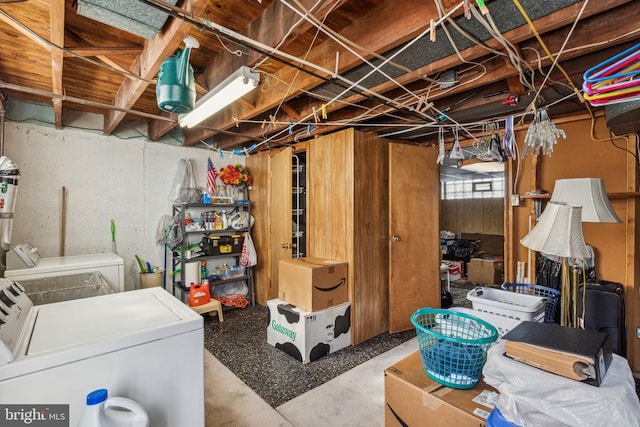 basement featuring separate washer and dryer