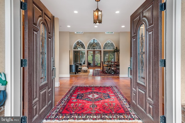 view of tiled entrance foyer