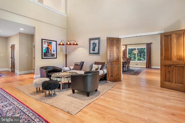 living room featuring light hardwood / wood-style flooring