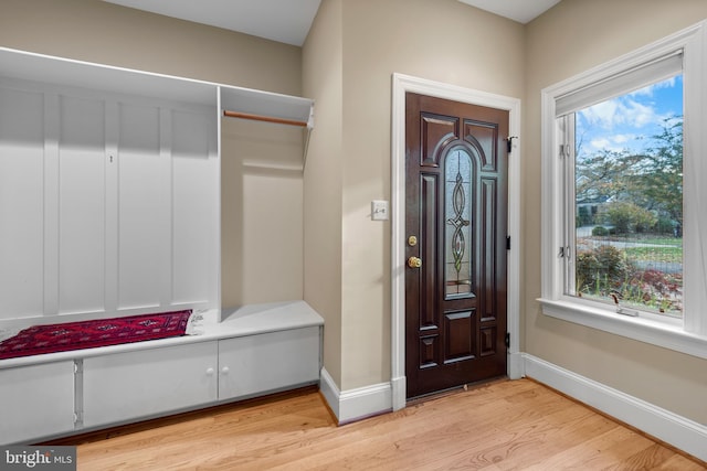 mudroom featuring light hardwood / wood-style flooring