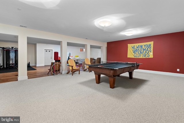 game room featuring carpet floors