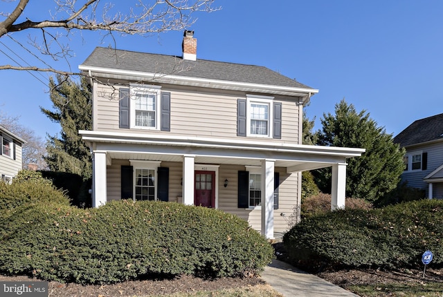 view of front of home featuring covered porch