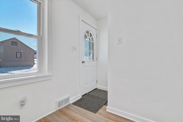 entryway with light hardwood / wood-style flooring and plenty of natural light