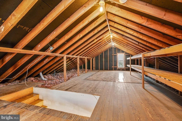 view of unfinished attic